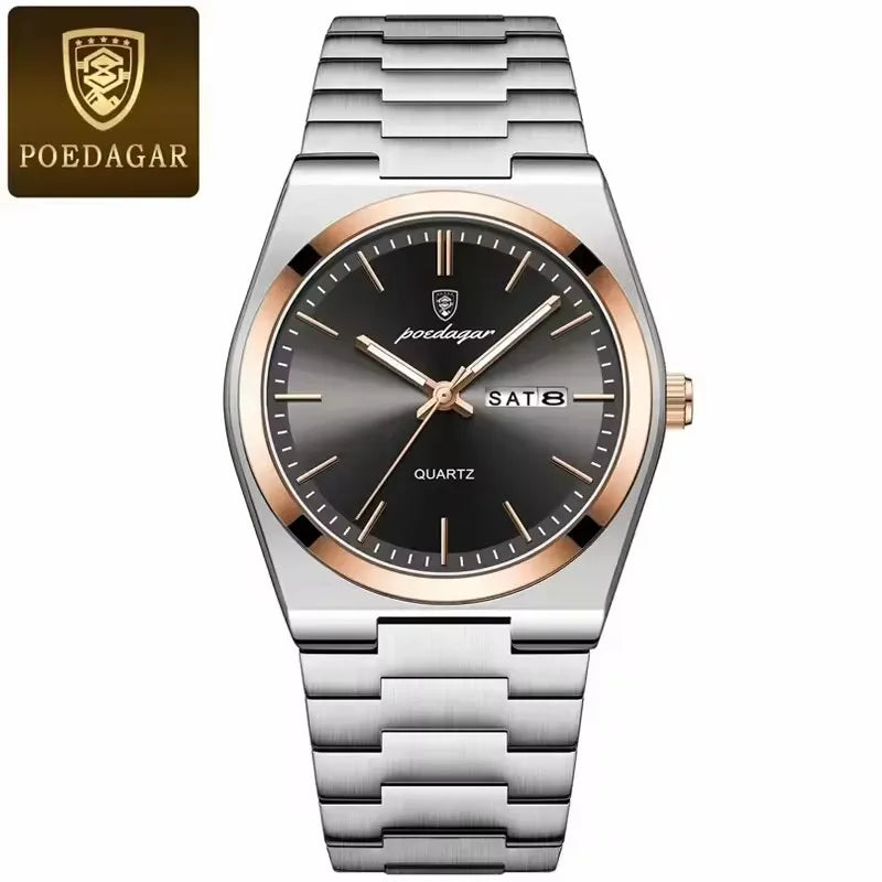 Montre de luxe Poedagar 930 en acier inoxydable