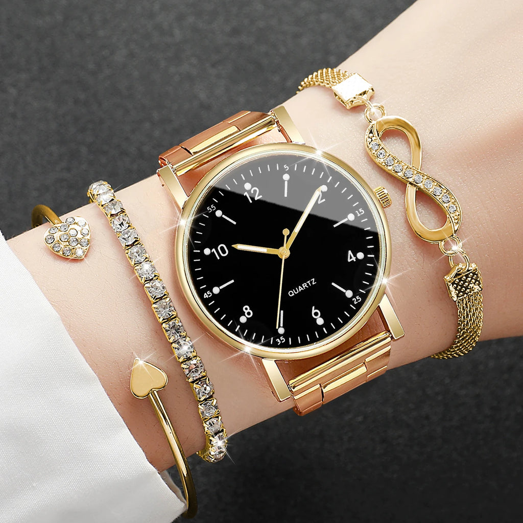 Coffret Montre Femme Anne – Montre Élégante avec 3 Bracelets Assortis
