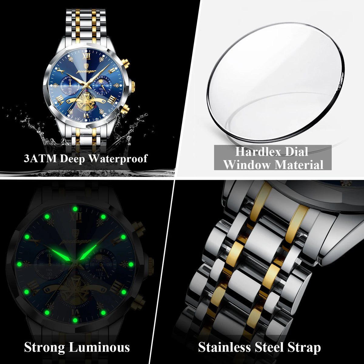 Montre Homme classe POEDAGAR Waterproof