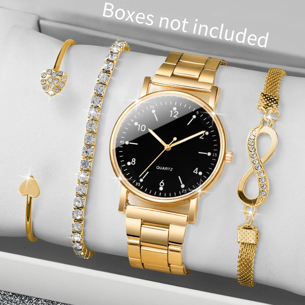 Coffret Montre Femme Anne – Montre Élégante avec 3 Bracelets Assortis